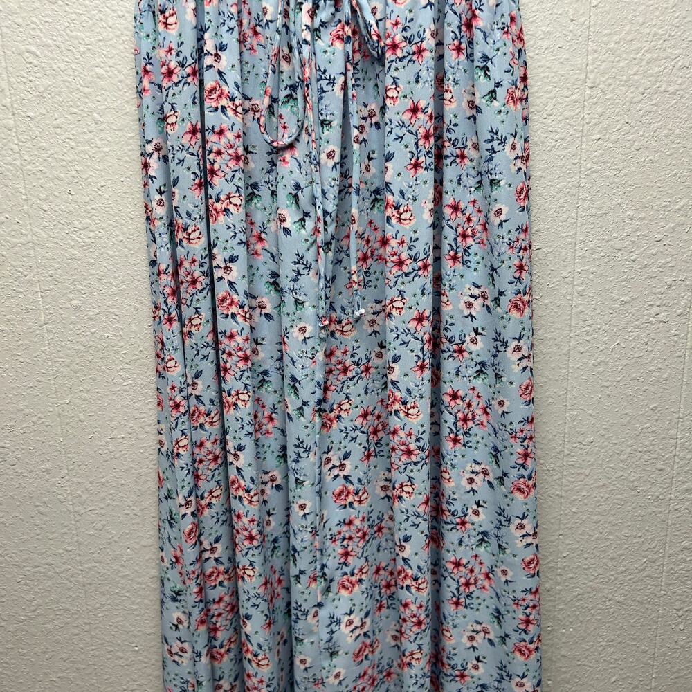 Pie In The Sky Smocked Lace Up Puff Sleeve Floral Maxi Dress M Cottage Prairie - Picture 9 of 15